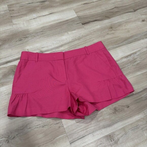 J CREW Women's Hot Pink Short Shorts Flared Detail Cotton/Silk Size 10 - Picture 1 of 9